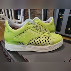 Like New A.S.98 Adrian Neon Lime Perforated Leather Sneakers 36